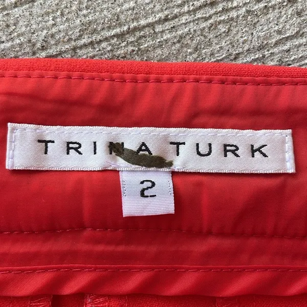 Trina Turk pants tomato red wide leg women size 2 - Image 3
