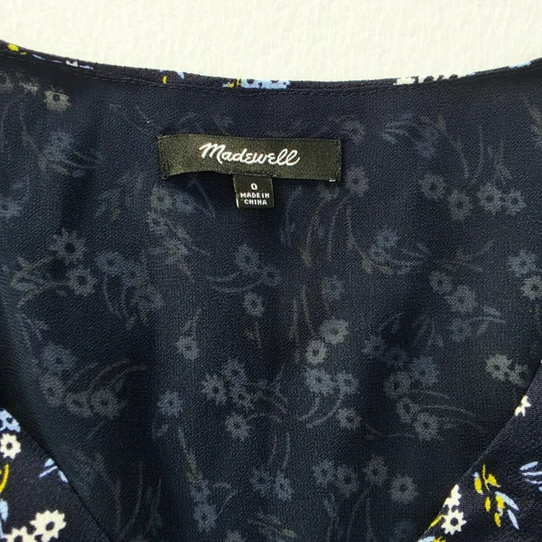 Madewell Seamed Flutter Sleeve Maxi Dress Navy Floral V-Neck NU512 Size 0 - Image 5