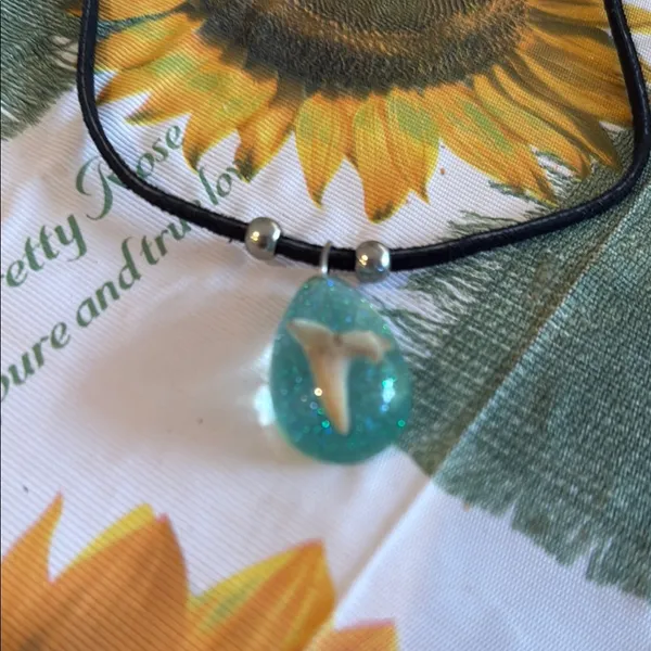 Teardrop Pendant Necklace with Black Cord - Image 2