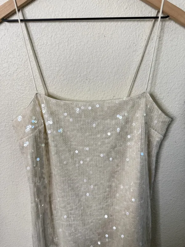 NEW Rotate Women's Sequin Mini Dress Egret‎ Off White Women’s Size 4 - Image 7