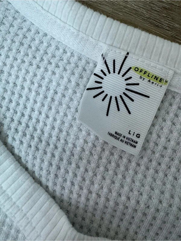 Aerie Relaxed White Graphic Waffle Knit Top - The Great Outdoors - Image 5