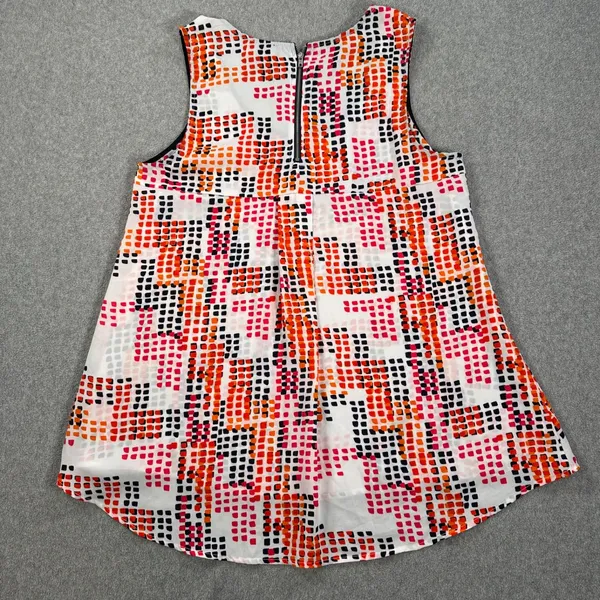 W5 Multicolor Printed Lightweight Blouse Women's Large Sleeveless Orange Red - Image 6
