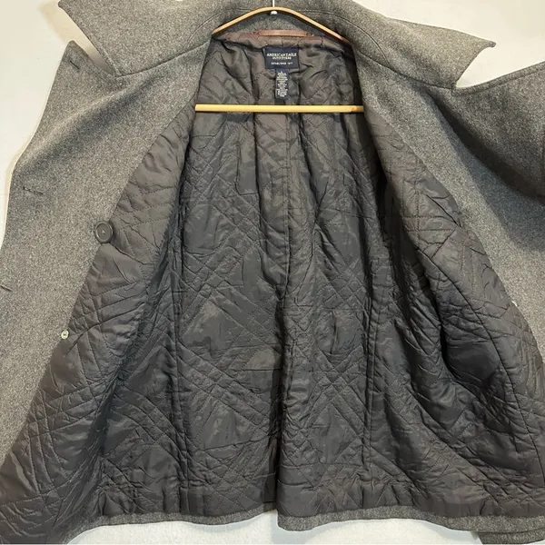 American Eagle Womens Pea Coat Wool Double Breasted Grey Size L - Image 4