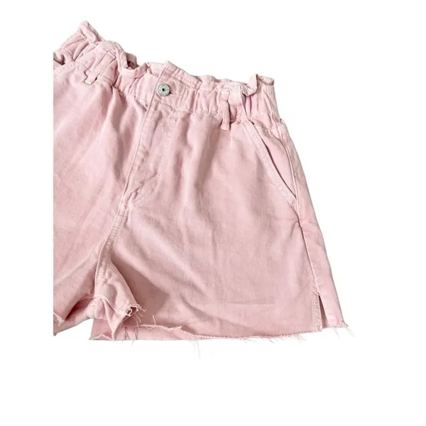 Zara Denim Shorts‎ Size 6US Pink Cutoff Elastic Waistline High Waist - Image 5