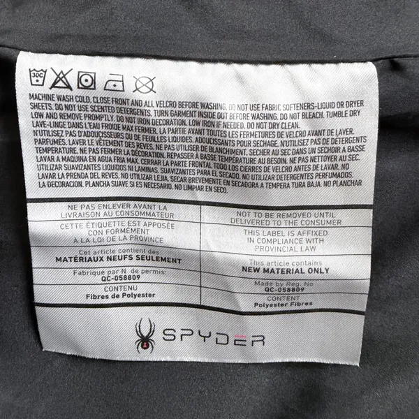 Spyder Puffer Jacket Women's Winter Long Hooded Full Zip Quilted Large Black - Image 6