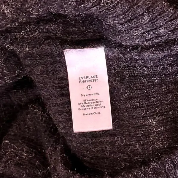 EVERLANE The Oversized Alpaca Cardigan Heathered Black Merino Wool Pockets Small - Image 13