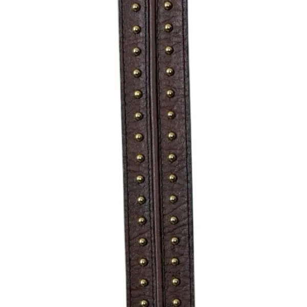 Western Boho Brown Studded Genuine Leather Belt Antique Gold Women’s Size Small - Image 7