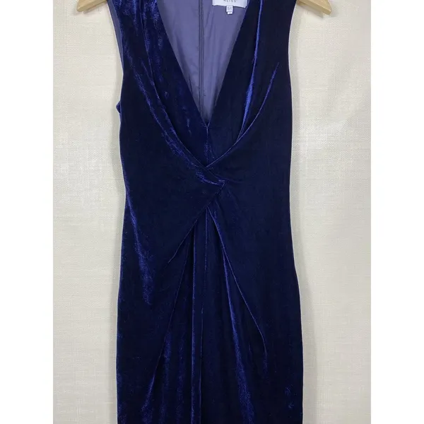 Reiss Mosaic Velvet Twist Front Dress Midnight Blue Sleeveless Sz US 2/UK 6‎ XS - Image 6