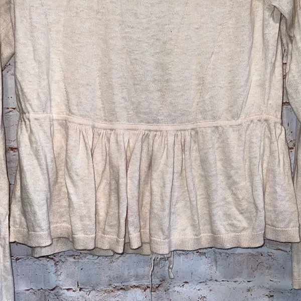 Anthropologie Angel Of The North Sweater Womens Medium Cardigan Cream Tie Front - Image 8