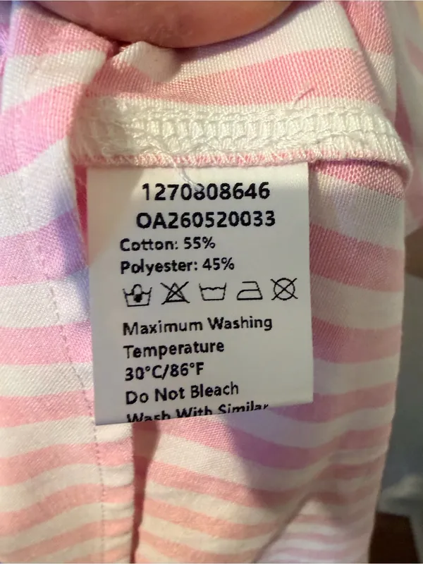 NWT COMMENSE Pink White Striped Shirt Dress L Collared Button Down - Image 11
