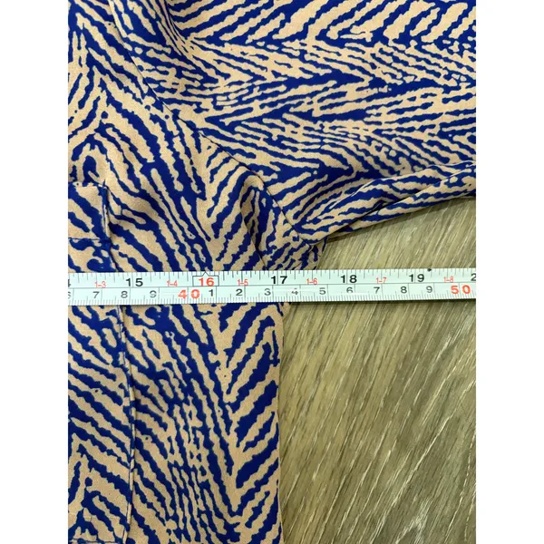 Hazel Hazel Blouse Womens Small Blue Beige Zebra Print High Low Button Back Top - Image 5