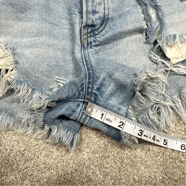 Free People We The Free Jean Mini Short Distressed Cut Off Button Fly Size 30 - Image 13
