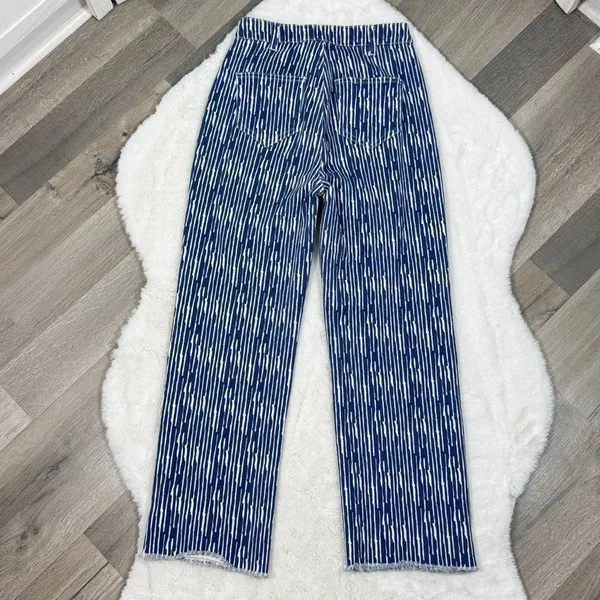 Princess Polly Danica Jeans Womens 0‎ Blue White Painted Stripe Crop Straight - Image 4
