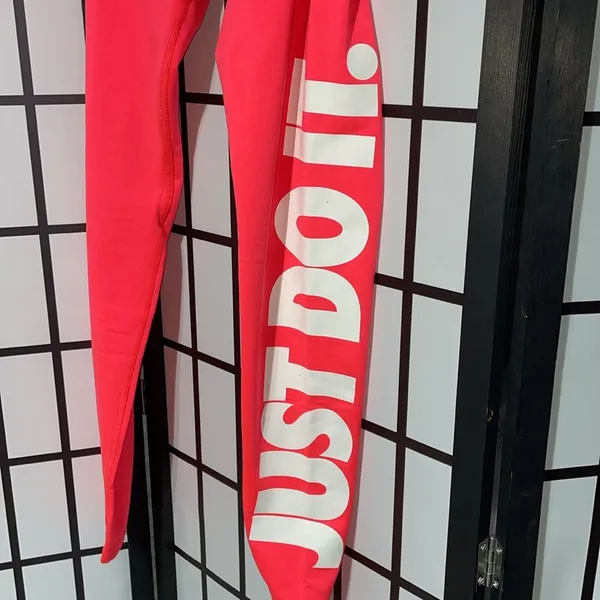 Nike Pro Dri-Fit Neon Pink/White “JUST DO IT” leggings - Image 7