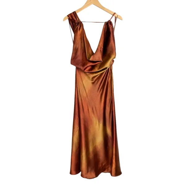 NWT ZARA Drape Satin Midi Dress Sz XS - Image 3