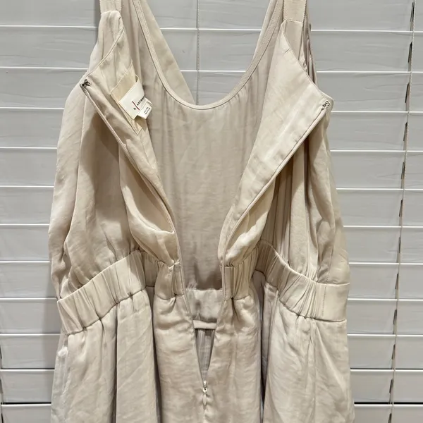 NEW‎ Anthropologie Mini Dress SIZE L Ivory Pleated Wrap Twisted Waist Bridal - Image 8