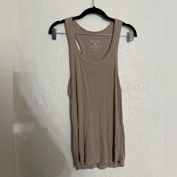 SET Active Beige Ribbed Tank size XL - Image 2