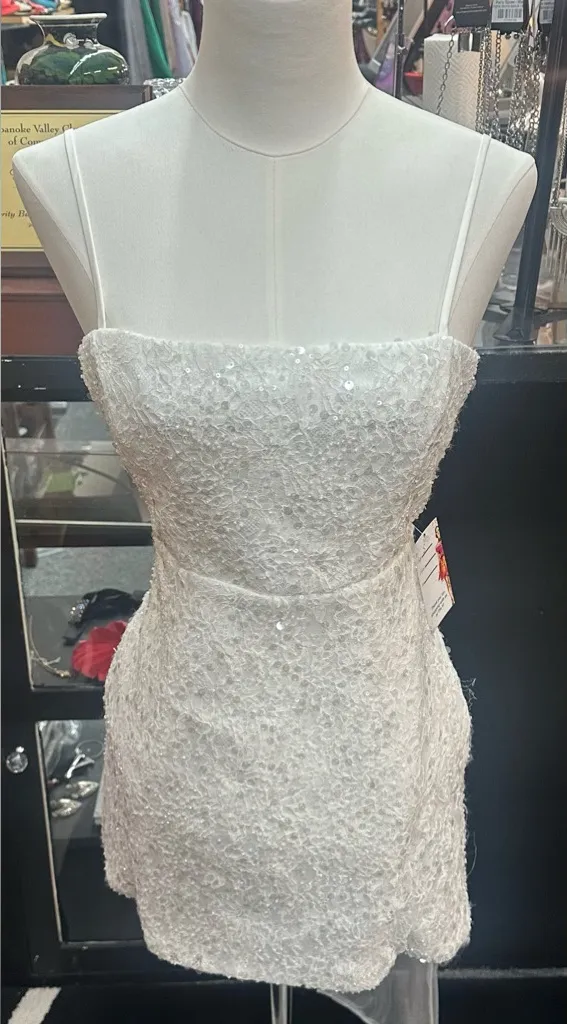 Windsor sz small white short formal dress with sequins - Image 3