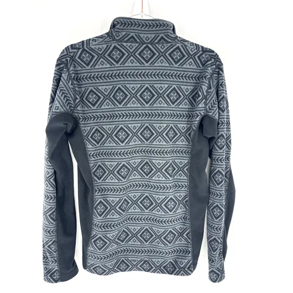 Kari Traa Rothe Full Zip Fleece Jacket Black Grey Geometric Fair Isle XL 622061 - Image 3