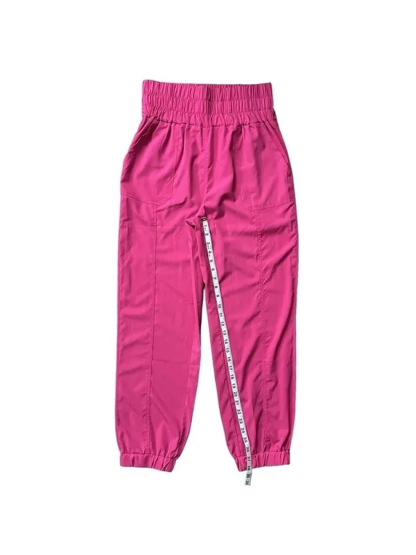 New In Smocked High Waist Elastic Waistband Joggers Hot Pink Size Large - Image 8