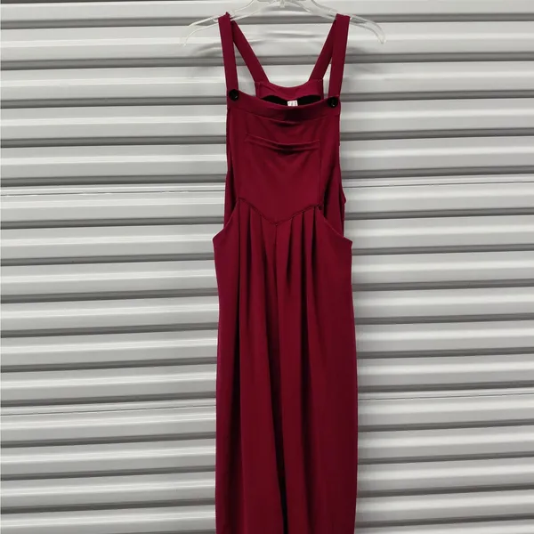 Halara Wide Leg Overalls Jumpsuit Women Small Burgundy Pockets Boxy Relaxed Fit - Image 6