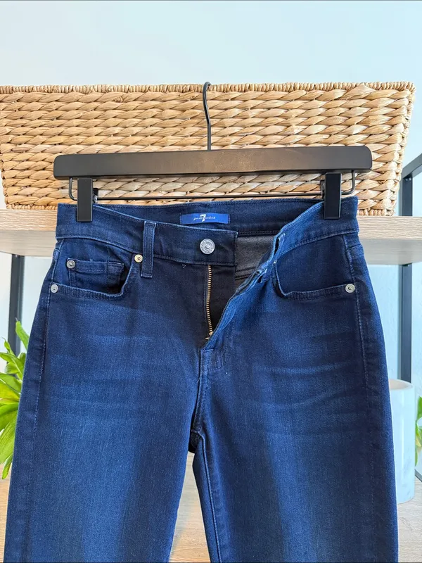 7 for All Mankind Mid-Rise Gwenevere Dark Wash Skinny Ankle Jeans, 25 FLAWED - Image 7