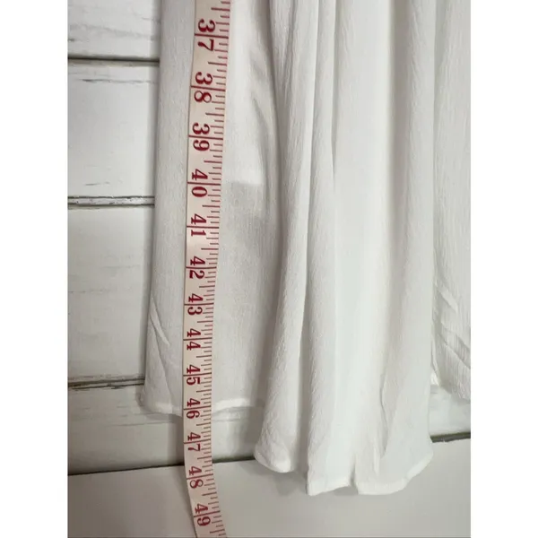 Umgee V-Neck Smocked Waist Flutter Sleeve Midi Dress White Small - Image 7