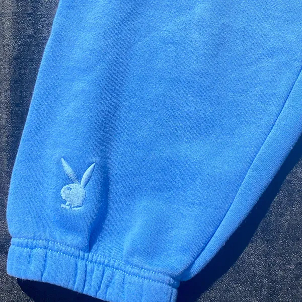 🩵 Playboy By PacSun Size XS (Small - Medium) Baby Blue Ombre Floral Logo Joggers Sweatpants 💙 - Image 9