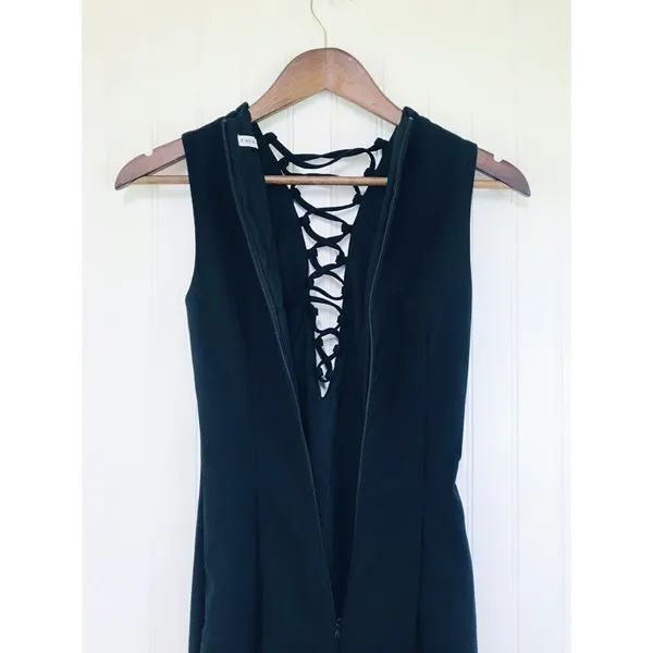FINDERS KEEPERS Black Lace Up Fitted Midi Dress Sleeveless Party Size XXS‎ - Image 4