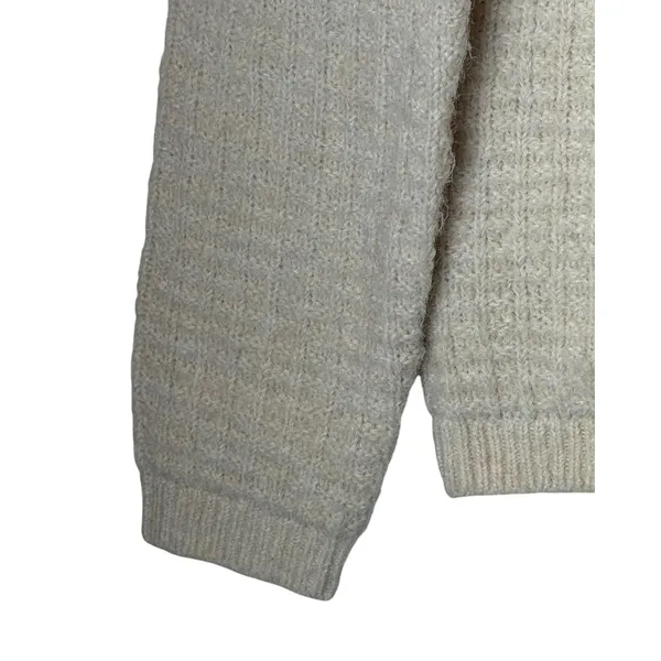 H&M Structured Knit Cardigan Women Medium Ivory Gold Button Maternity Sweater - Image 4