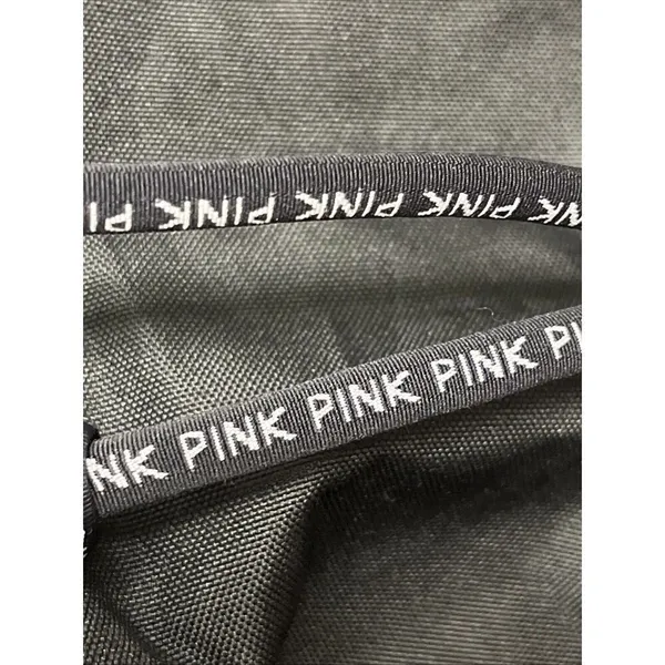 PINK Victoria's Secret Cinch Drawstring Large Back Pack Black/Silver NWOT - Image 11