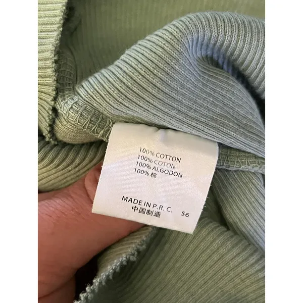 Brandy Melville Cardigan Sweater Womens Small Green Ribbed Button Front Cropped - Image 7