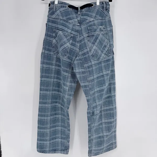 Böhme Judy Plaid Barrel Jeans Womens Medium High Rise Patchwork Cropped NEW - Image 6