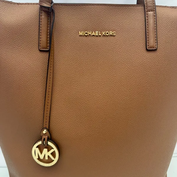 Michael Kors Camel Tan Saffiano Leather Haley Large Tote Bag Purse - Image 2