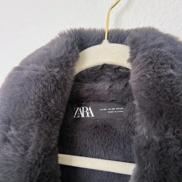[Zara] Black Faux Fur Suede Double-Faced Oversized Moto Jacket Blogger Fave XS - Image 11