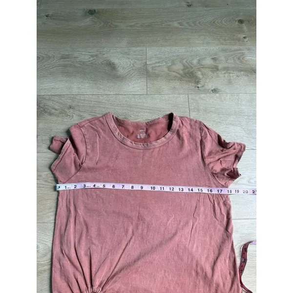 AERIE Cropped Keyhole Top short sleeve Burnt Orange/Rust distressed size M - Image 9