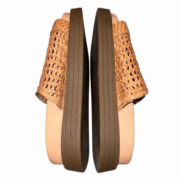 Free People Tan Woven Leather Chunky Platform Bondi Sandals Slides Shoes 10 - Image 5