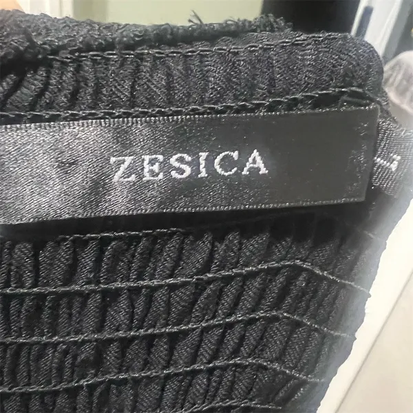 ZESICA Maxi Dress Womens Size L Black Sleeveless High Neck Tie-Back Long - Image 8