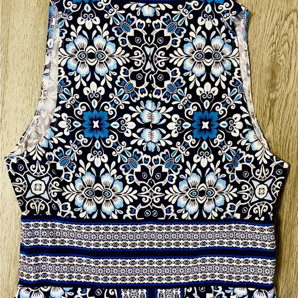London Times Y2k Sleeveless Geometric Abstract Midi Dress Sz 6 Boho Chic Folksy - Image 8