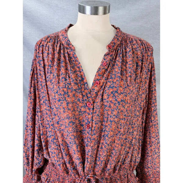 Rebecca Minkoff Floral Peasant Dress XXL Boho Smocked Tiered Mini -‎ AS IS - Image 4