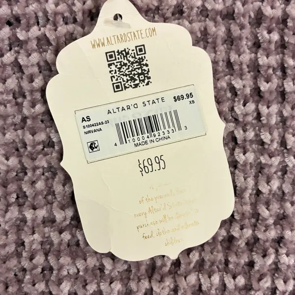 Altar'd State Nirvana Mauve Chenille‎ Waffle Knit Balloon Sleeve Sweater XS - Image 4