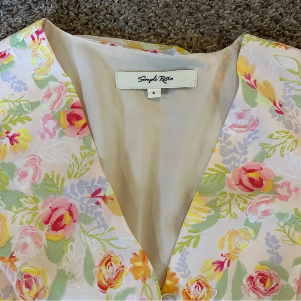 Simple Retro Womens Kora Floral Maxi Dress With Faux Pearl Buttons Sz Small - Image 8