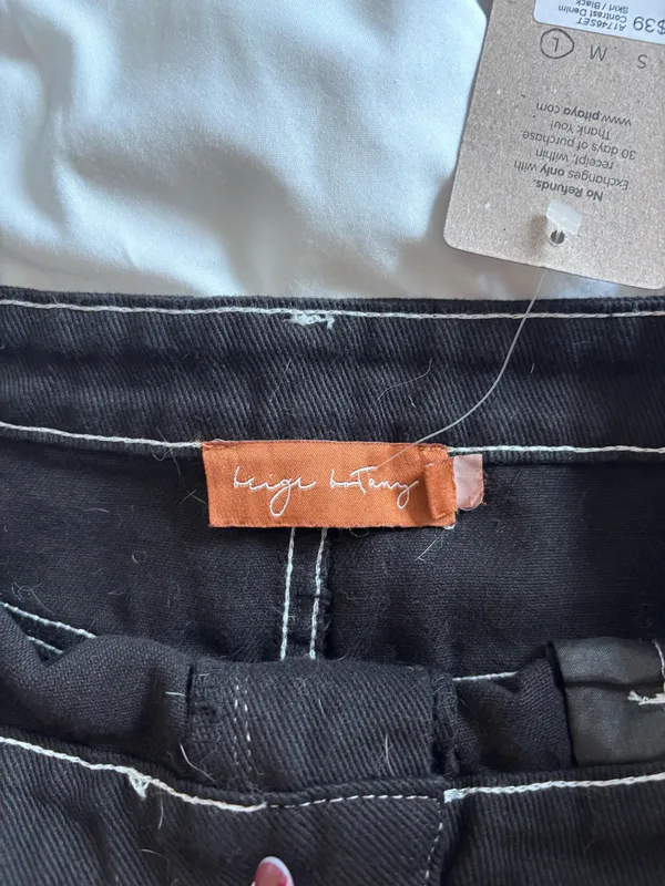 Contrast Denim Skirt Black - Image 4