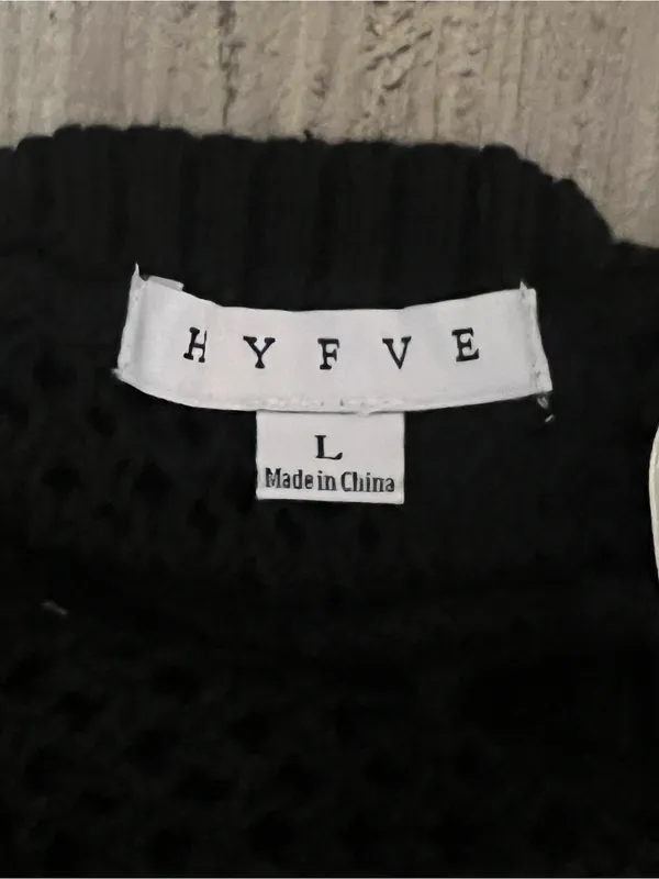 HYFVE Black Open Knit Crochet Open Back Maxi Dress Swim Coverup Size L - Image 2