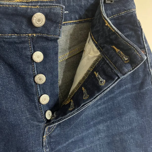 Old Navy High Rise Denim Mini Skirt Tonya Dark‎ Wash Button Fly Raw Hem Size 8 - Image 9