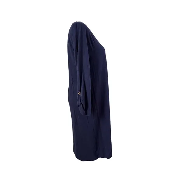 Lilly Pulitzer‎ 26198 Surfcrest Swing Dress MEDIUM Modal Cotton Tab Sleeves Navy - Image 4