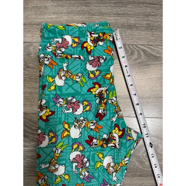 LuLaRoe Disney Daisy Duck Leggings M Teal Tall & Curvy‎ TC High Rise Stretch - Image 6