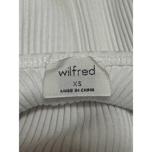 Aritzia Wilfred White Ribbed Knit Sculpt Sleeveless Open Back Bodysuit Top XS - Image 3