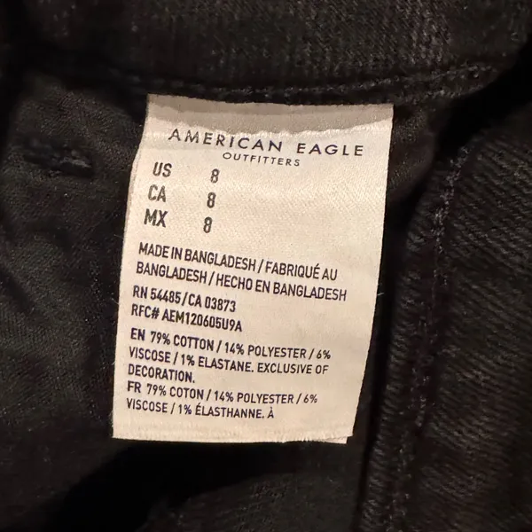 American Eagle High waisted distressed black‎ denim jean shorts Women's 8 - Image 2