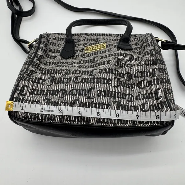 Juicy Couture Monogram Satchel Crossbody Bag Black White Logo AOP‎ - Image 5